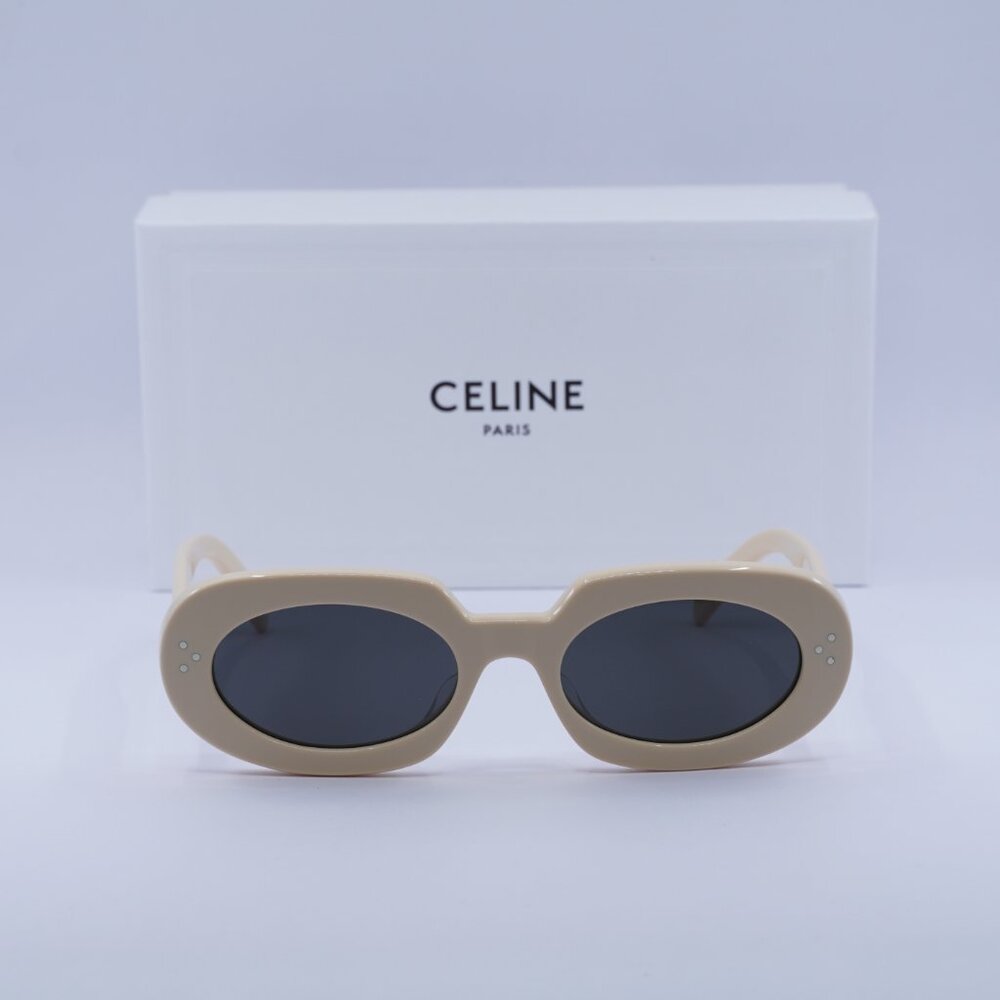 Celine CL40276U 25A Oval Sunglasses - Ivory/Smoke - Picture 3 of 10
